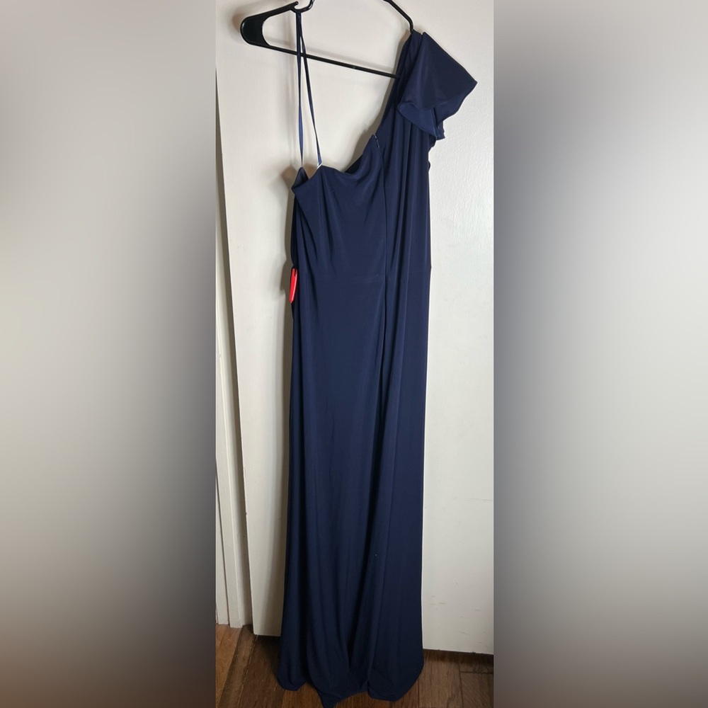 NWOT Mac Duggal Navy One-Shoulder Gown size 16 - Picture 4 of 5